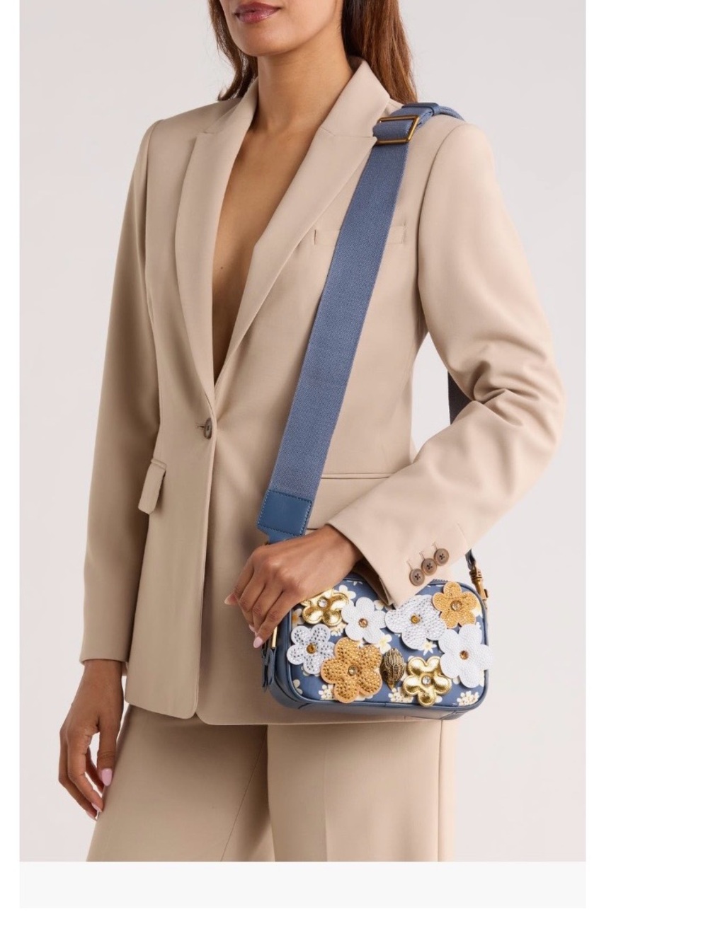 NWT Kurt Geiger Kensington Daisy 🌼 Twill Double Zip Top Camera Bag